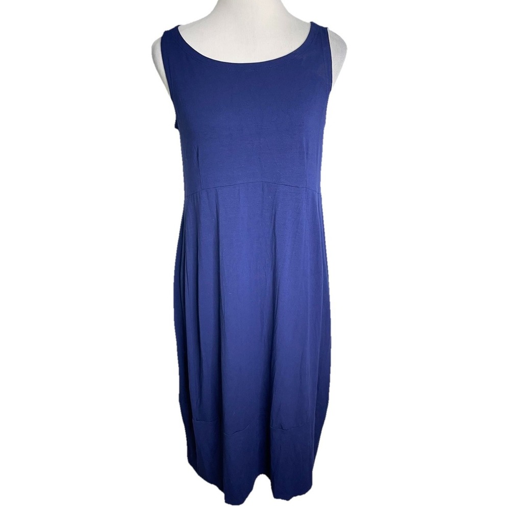 Eileen Fisher Blue cut-out back Sleeveless Jersey Dress Travel‎ Comfort Small